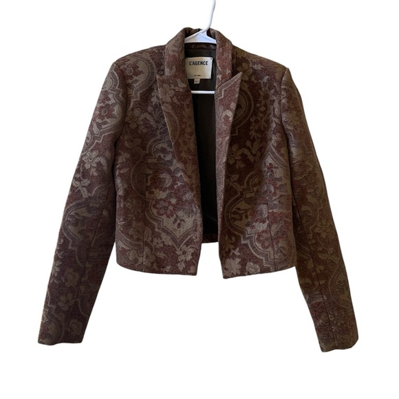 L’AGENCE Jen Cropped Blazer Multi Tapestry Sz 6 - Picture 3 of 9